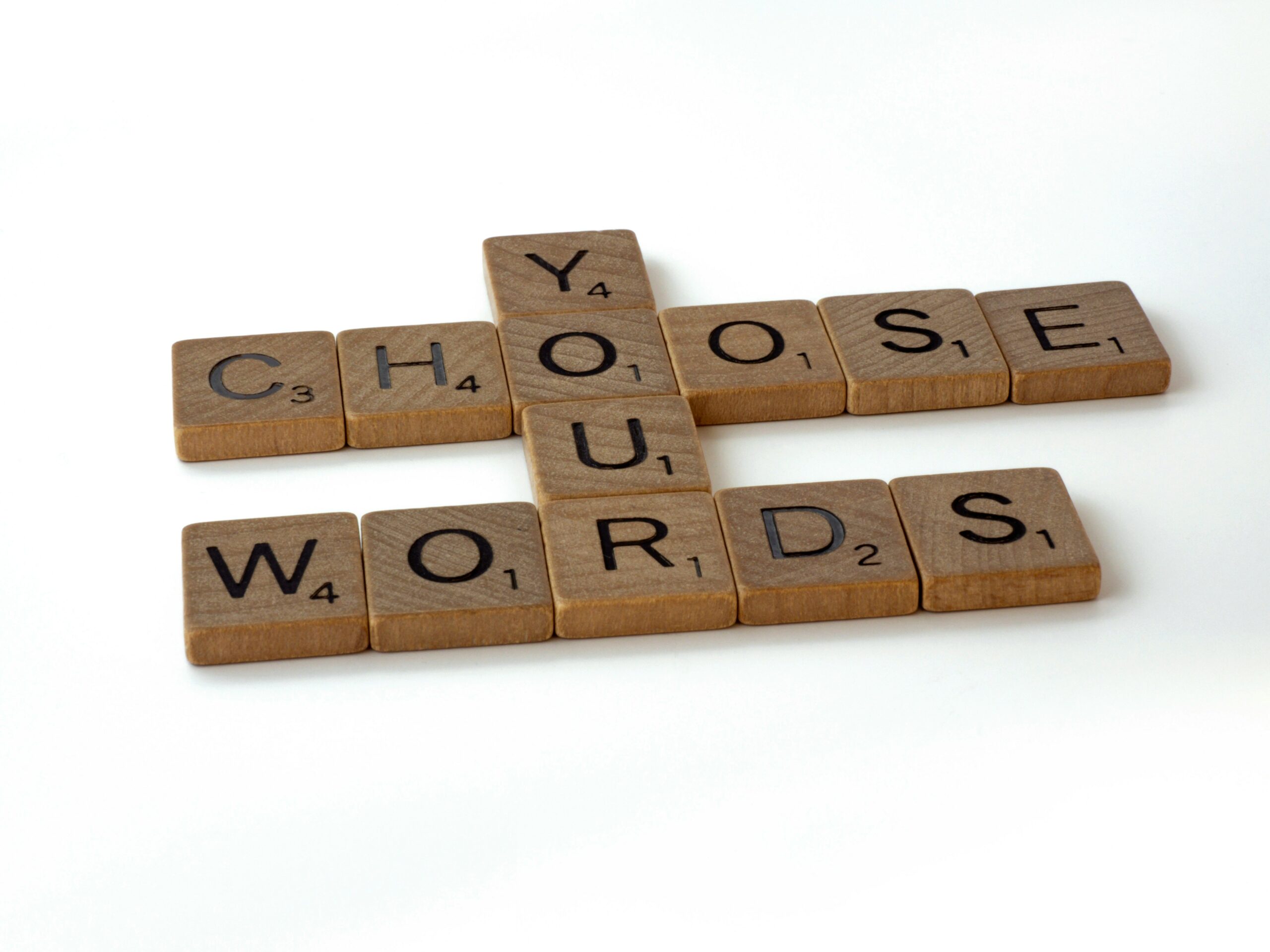 A block of letters that says "Choose your words."