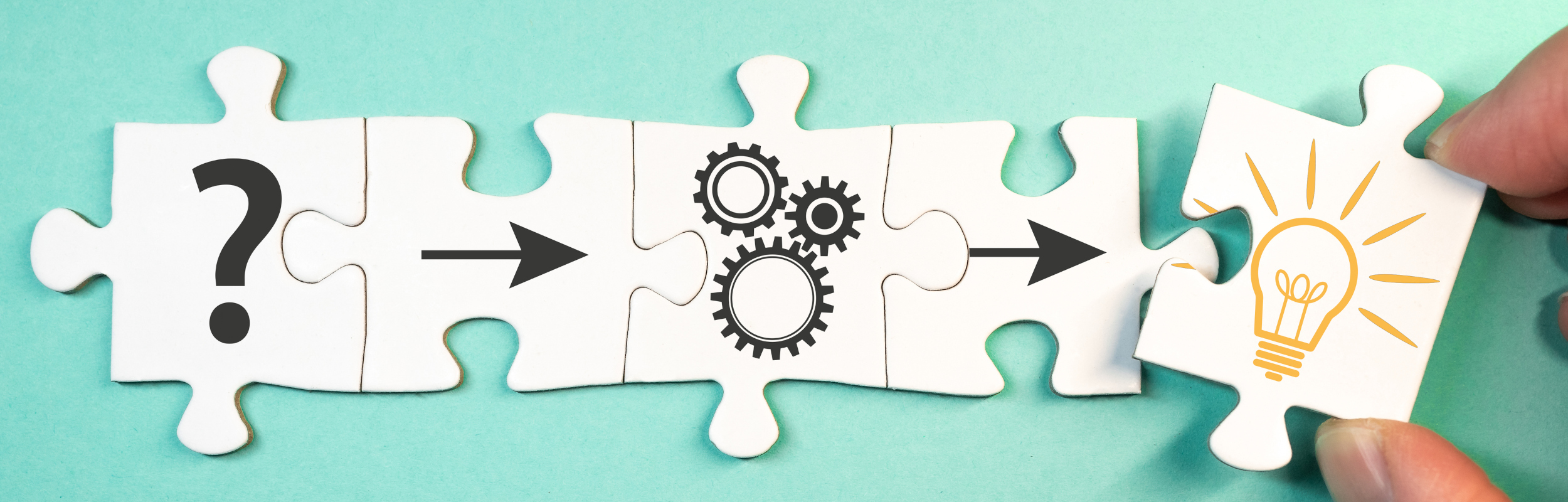 finding solution for a problem, analysis concept with top view of jigsaw puzzle piece.