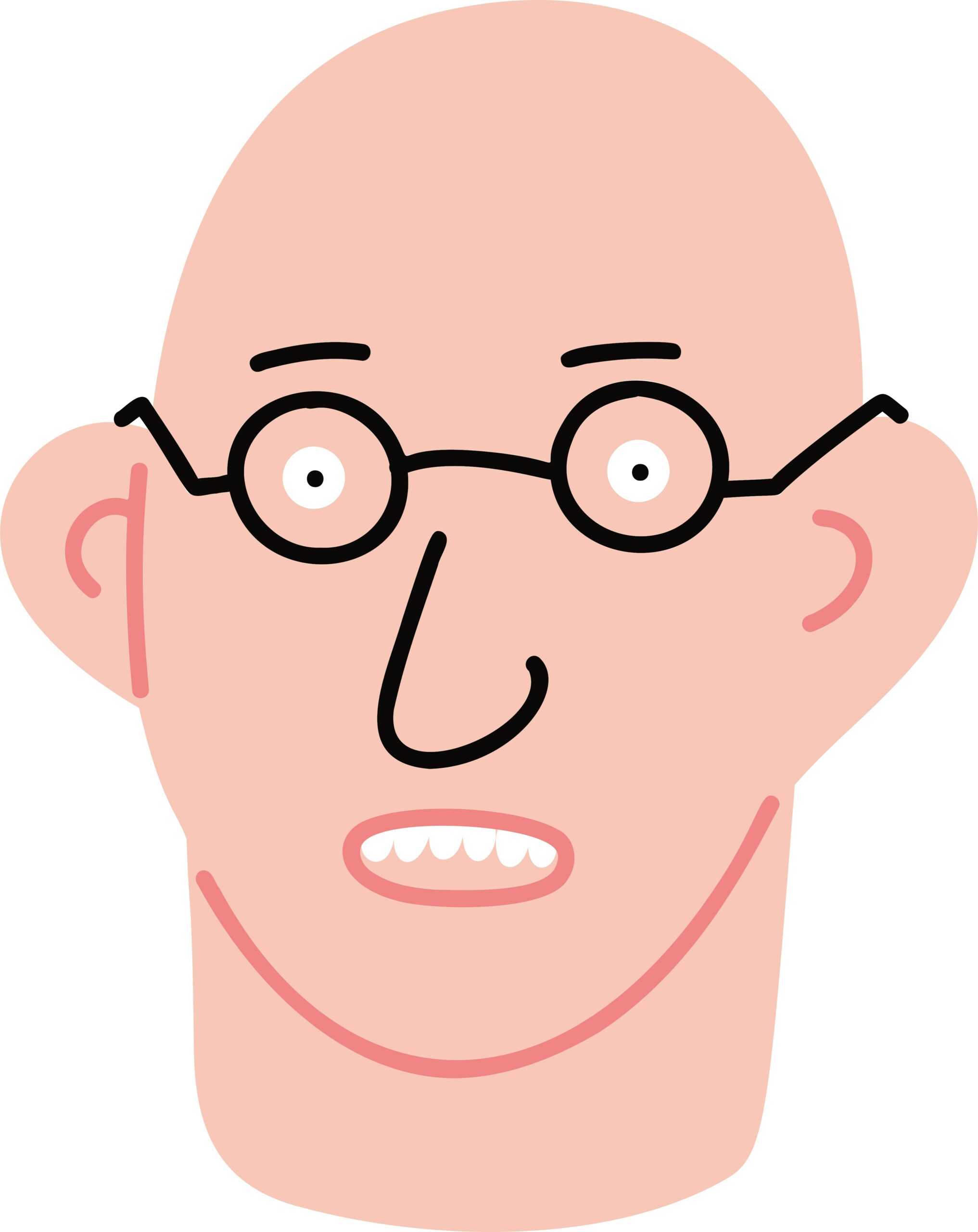 Photo of Bald Guy with Glasses and a blank stare