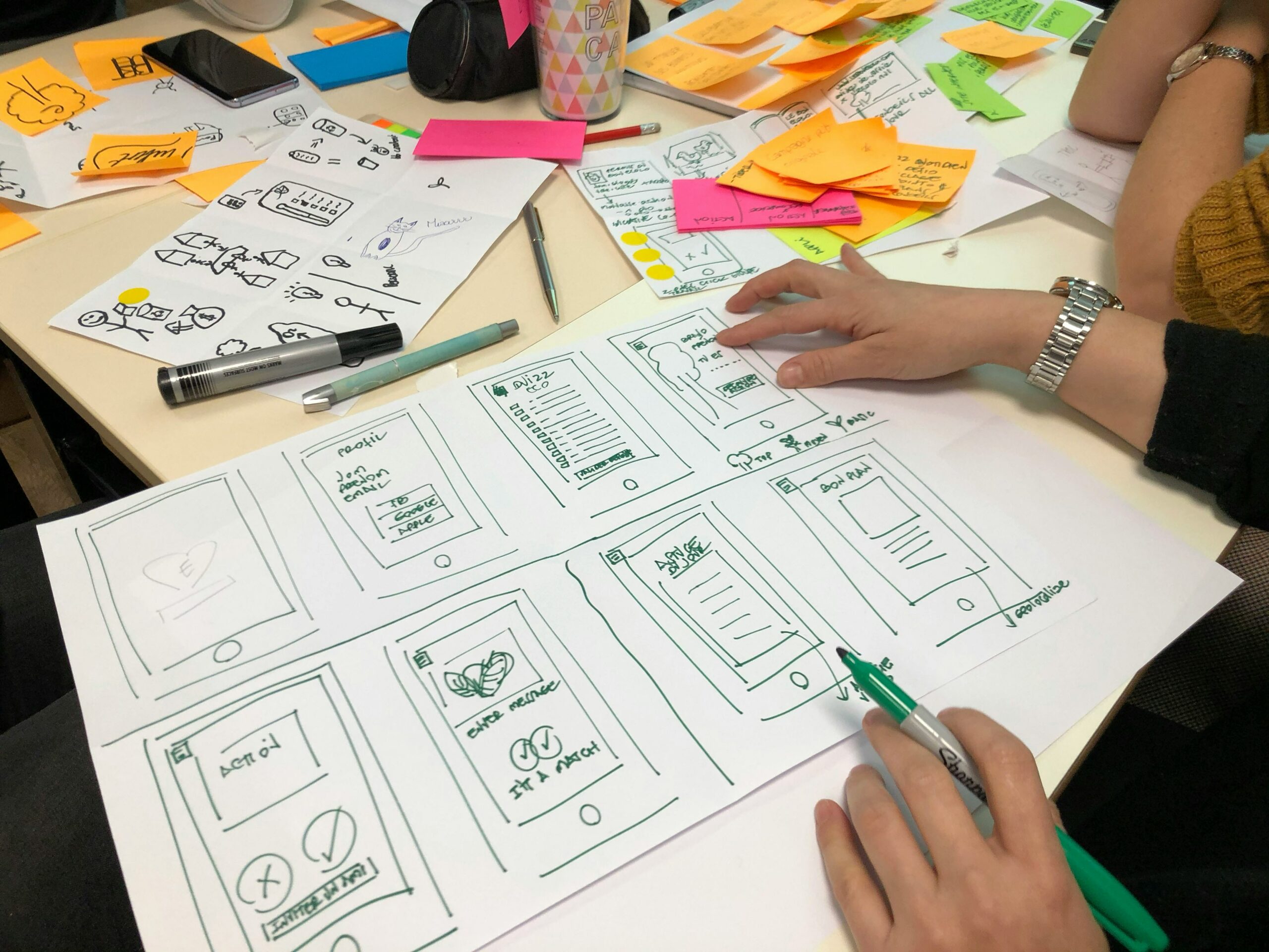 A person designing the visual of a website.
