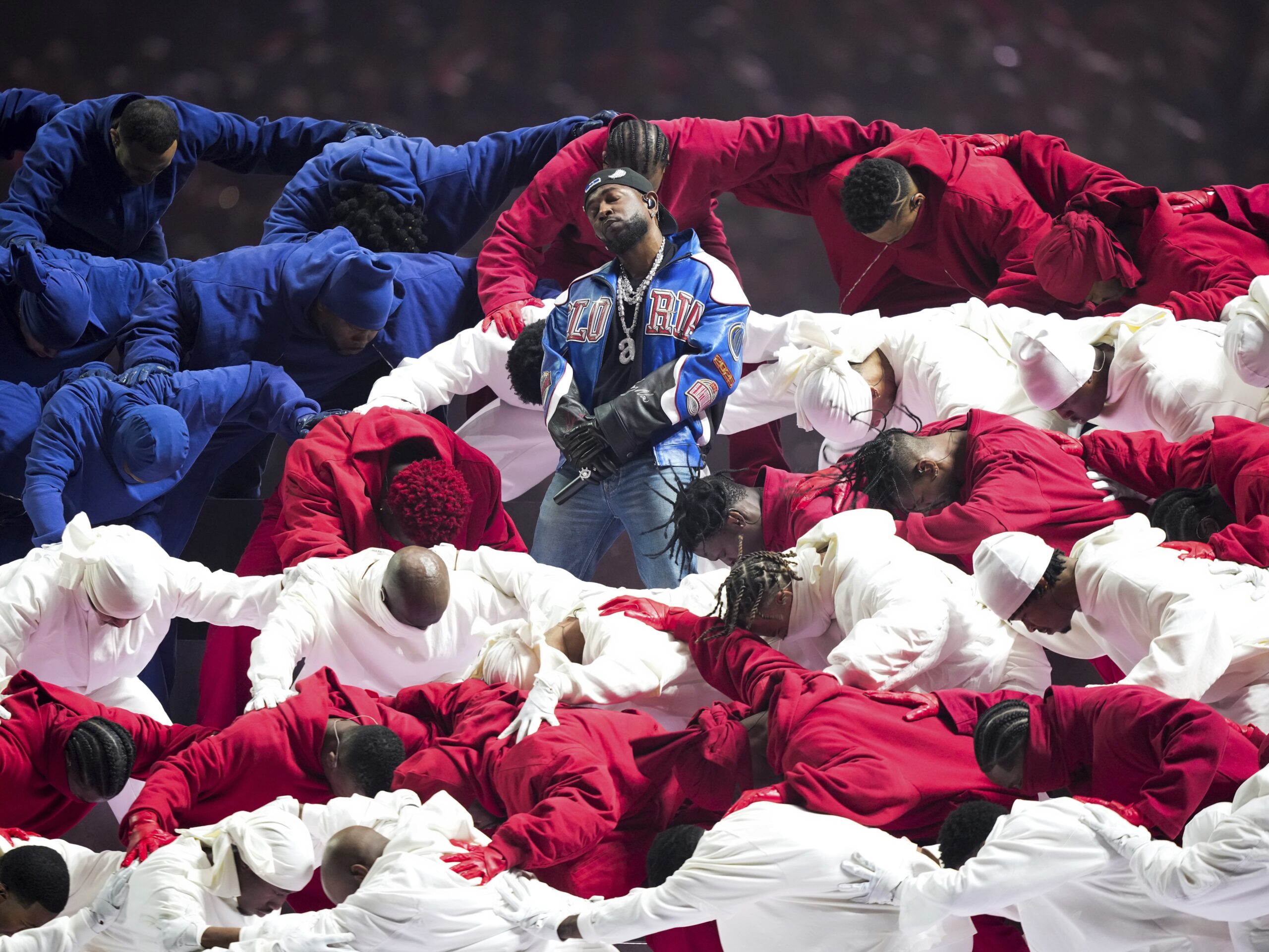 Kendrick Lamar during his performance at the 2025 SuperBowl.