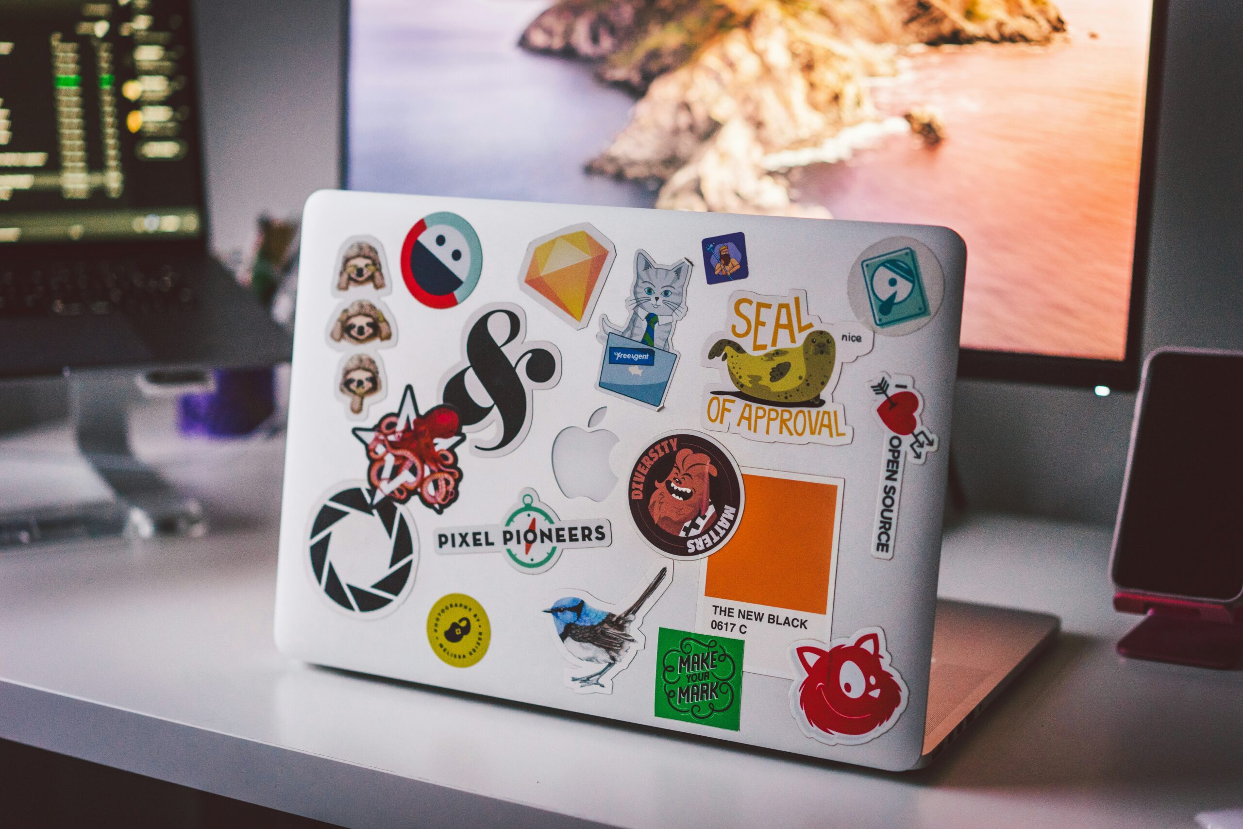 Laptop decorated with stickers