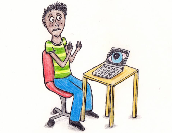 Visual representation of how the internet is always watching. Encourages better digital decision making.