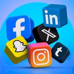 Social Media apps in floating in the space